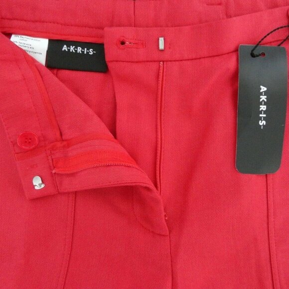 NWT AKRIS Love Red Cotton Silk Blend Crop Colette Trouser Pants 4 - Picture 4 of 5